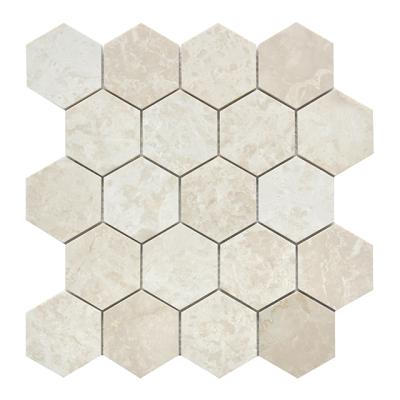 China Hexagonal Beige Natural Stone Parquet Slabs For Kitchen Backsplash for sale