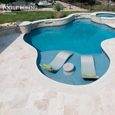 China Wholesale Modern Natural Stone Pool Deck Tiles Ivory Travertine Silver Stone Deck Tile for sale