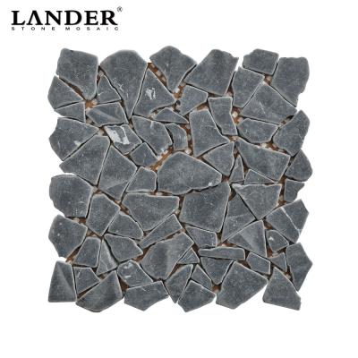 China White Parquet Nero Marquina Marquina Carrara Travertine Mosaic Slab Bathroom Backsplash Black Pebble Stone Marble Mosaic Tiles for sale