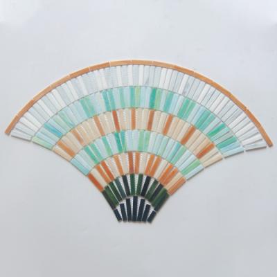 China Parquet New Design Colorful Fan Fish Scale Wall Glass Mosaic Slab for sale