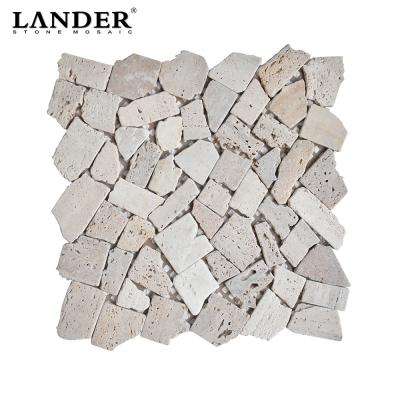 China Black White Parquet Travertine Travertine Marquina Nero Carrara Marquina Nero Mosaic Backsplash Bathroom Wall Slab Pebble Stone Marble Mosaic Tile for sale