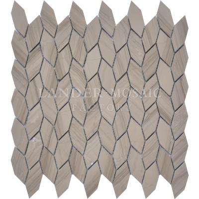 China Athens kitchen waterjet mosaic tile leaf shape parquet kitchen floor tiles backsplash gray slab for sale