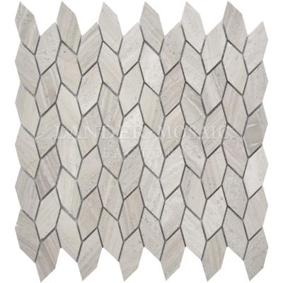 China Parquet Sheet Shape Mosaic Slab Gray Wooden Marble Mosaic Slab for sale