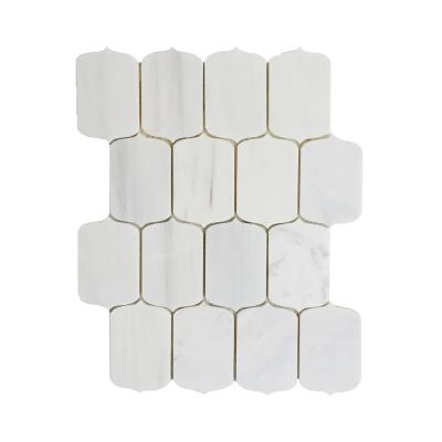 China White Marble Irregular Polish Parquet Lander Stone Mosaic For Bathroom for sale