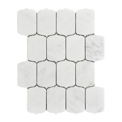 China White Marble Irregular Polish Parquet Lander Stone Mosaic For Bathroom for sale