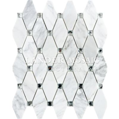 China Parquet Ready To Board White Carrara Mosaic Marble Slabs For Wall Design for sale