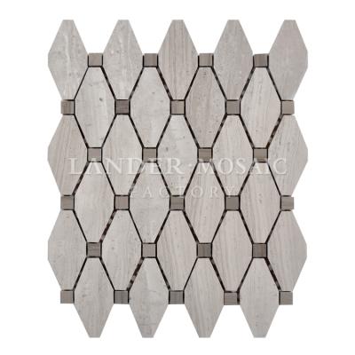 China Parquet rhombuss marble mosaic tile gray color for kitchen backsplash and bathroom for sale