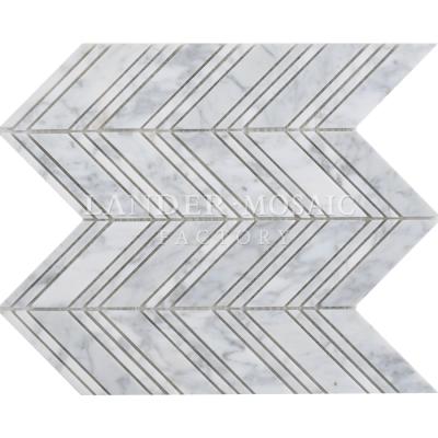 China Carrara Color Flower Irregular Outdoor Stone Mosaic New Design Marble White And Black Diamond Rhombus Flooring Tile for sale