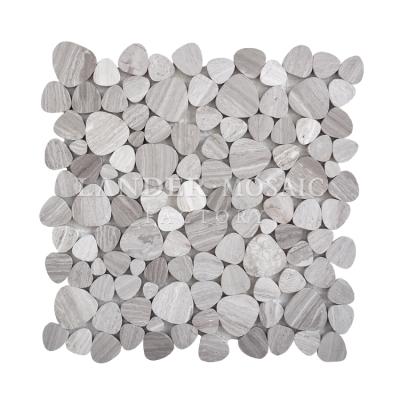 China Wooden Heart Gray Marble Parquet Mosaic Slab Design For Bathroom for sale