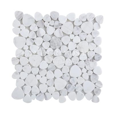 China white marble parquet calacatta mosaic heart design for floor and wall for sale