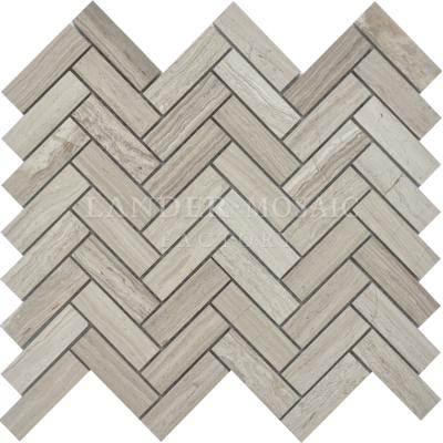 China Parquet Polished Finish Gray Wooden Natural Stone Slab For Kitchen for sale