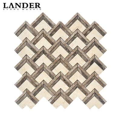 China Parquet ready to board new design irregular shape herringbone series bathroom and swimming pool stone mosaic for sale