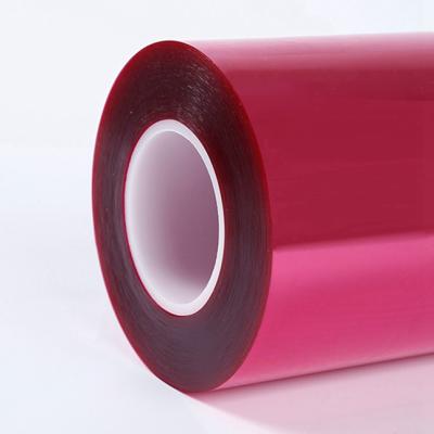 China Moisture Proof Adhesive Film Release Pink Color PET Adhesive Film Coating Flatness Good for sale