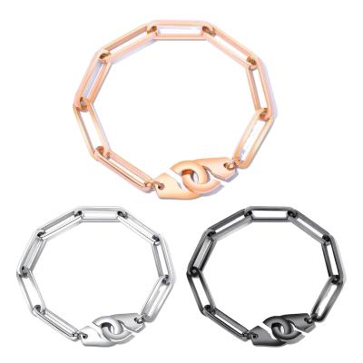 China CLASSIC Simple Titanium Chain Bracelet Steel Personality Couple Handcuffs Bracelet For Women Men for sale