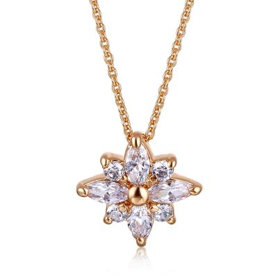 China CLASSIC High Quality Gold Plated Flower Zircon Necklace 18k Diamond Filled Snowflake Necklace For Women for sale