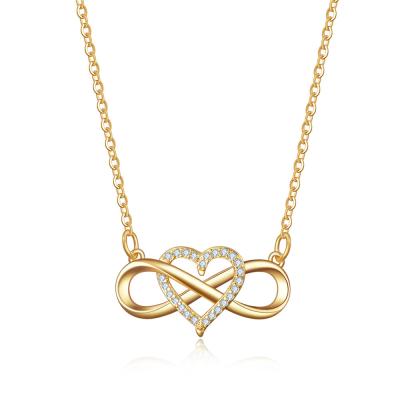 China Endless Zircon Rose Gold Plated Love Heart 8 Infinity Necklace Romantic Creative Pendant Necklace for sale