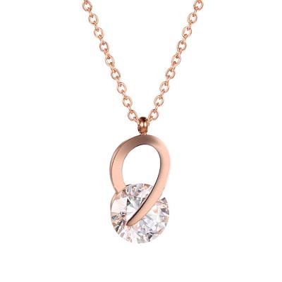 China BOHEMIA 18k Korean Rose Gold Necklace Women's Simple Fashion Number 9 Crystal Titanium Steel Necklace for sale