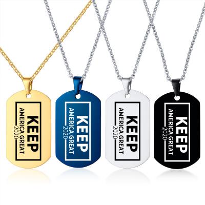 China CLASSIC New Design Keep America Great 2020 USA President Trump Custom Pendant Stainless Steel Necklace for sale