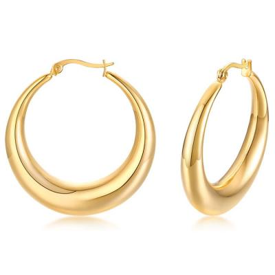 China Circle Earrings Women Earrings With Gold Moon Crescent Big Hoop Stainless Steel Earrings For Woman Elegant Jewelry for sale