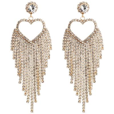 China Popular BOHEMIA Design Diamond Love Heart Shape Acrylic Geometric Tassel Earrings Female Chain Earrings for sale