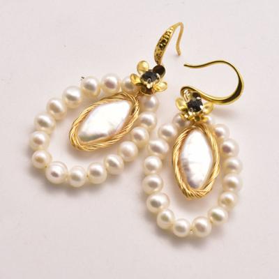 China Vintage Baroque Freshwater Pearl Earrings Vintage Baroque Freshwater Pearl Earrings Pearl Circle Earring For Women for sale