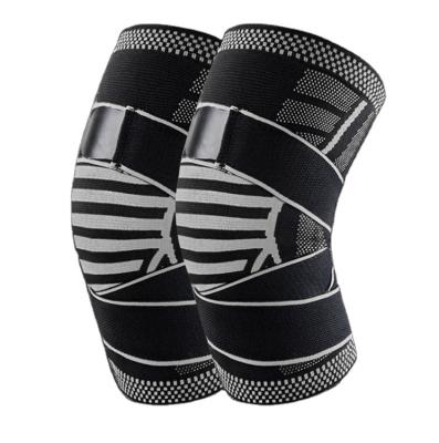 China Breathable 3D Knitted Elastic Nylon Knee Supports Sleeve Sports Knee Brace With Compression Belt for sale