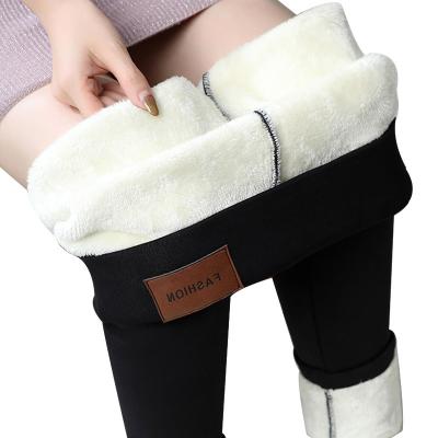 China High Waist Breathable High Quality Velvet Gaiters Women Winter Trousers Solid Color Fleece Warm Stretchy Sweatpants for sale