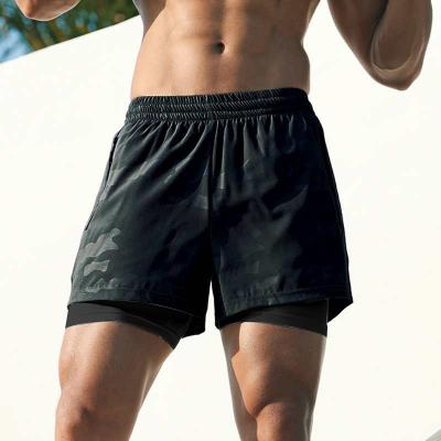 China Anti-Wrinkle Mens Workout Running Gym Hot Shorts With Pockets 2 In 1 Shorts Summer Sporty Training Quick Dry Shorts for sale