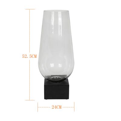 China Modern European Minimalist MERLIN Glass Vase Mini Greenhouse with Marble Stand Bottom Luxury Tabletop Vase for Glass and Crystal Vases for sale