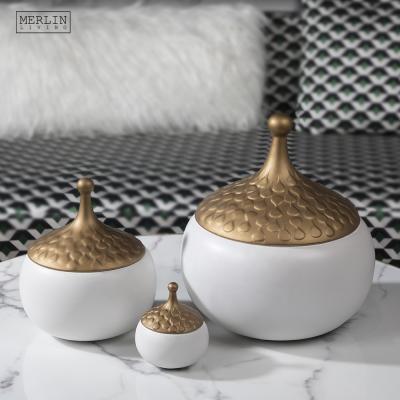 China Modern Minimalist Other Home Decorative Ceramic Metal Box Pieces Storage Boxes Luxury Home Decor Living Room Interior Interior Accessories for sale