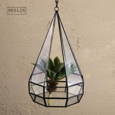 China Minimalist Merlin Modern Table Plants Geometric Decoration Container Glass Accessories Hanging Mini Greenhouse Vase For Glass Vase for sale