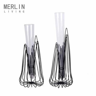 China Merlin Modern Home Decor Living Room Decor Iron Modern Metal Planters Geometric Flower Vase Tableware For Home Decors for sale