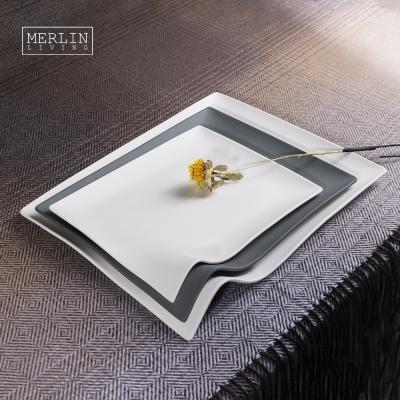 China Nordic Minimalist MERLIN Rectangle Colorful Porcelain Tableware Decoration Pieces Ceramic Restaurant Supply For Dinner Dishes for sale