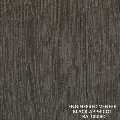 China Top A Engineered Wood Veneer Washed Black Appricot Crown Grain Dark Color For Hotel Cabinet Decoration for sale