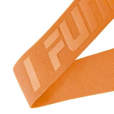 China Custom jacquard printed high tenacity length logo silicone pvc webbing woven molle webbing strap band for sale