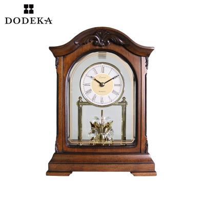 China Antique Vintage Style Decorative Wooden Mantle Home Office Fancy Mechanical Table Clock for sale