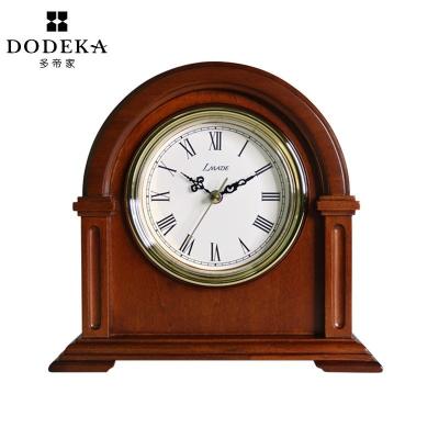 China Vintage Antique Custom Alder Wood Logo Style Table Chime Clock for sale