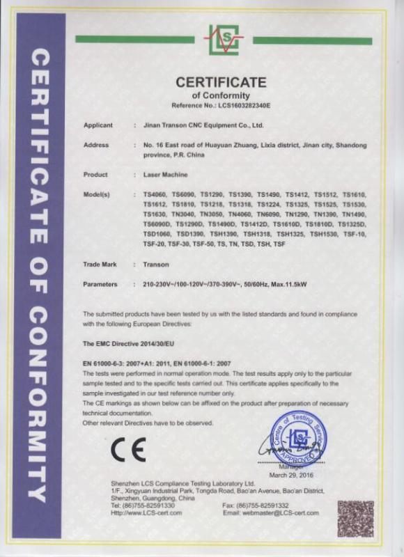 CE - Jinan Transon CNC Equipment Co., Ltd.