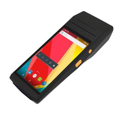 China Dual sim card slot 5.5inch display NFC SDK pos terminal Android PDA device with 58mm thermal printer for sale