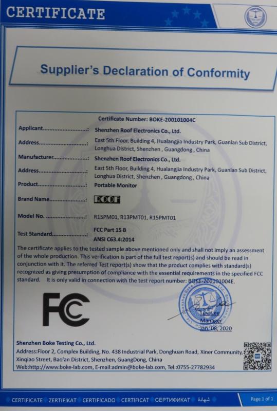 FCC - Shenzhen Roof Electronics Co., Ltd.