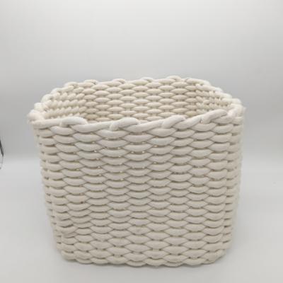 China Viable Thick Home Organization White Cotton Rope For Storage Closet Organizer Decorative Woven Storage Basket for sale