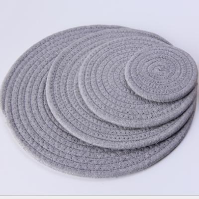 China Soft Durable Eco-Friendly Cotton Rope Coaster Reel Rope Cup Drinks Stand Mat Tableware Placemat Dining Bar Accessories for sale