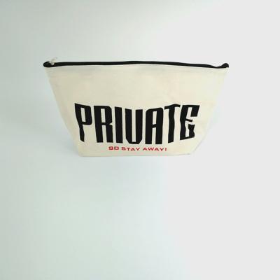 China Custom Vintage Logo Printing Thick White Toiletry Storage Cotton Canvas Wash Bag for sale