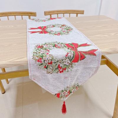 China Cotton And Polyester Christmas Place Mat Cartoon Jacquard Table Mat Kitchen Table Pad for sale