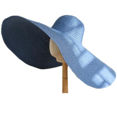 China Character Women Wide Brim Beach Hat Bowknot Summer Sun Foldable Straw Hat for sale