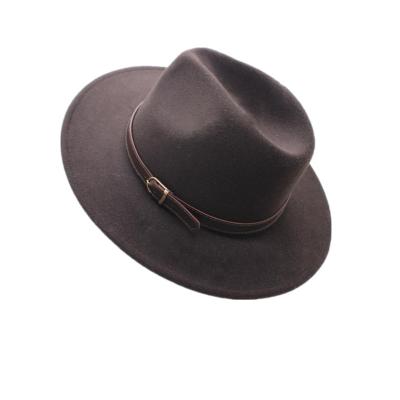 China Wholesale Autumn Felt Fedora Wide Hat Elegant Flat Brim Plush Winter Formal Wool Felt Fedora Hat for sale