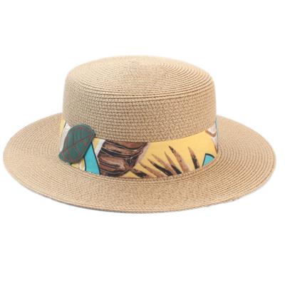 China Wholesale Character Summer Paper Polyester Fedora Straw Hats Ribbon for sale