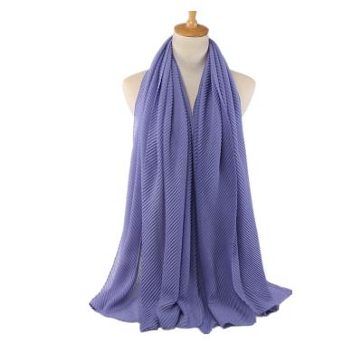 China New Colors Chiffon Women Solid Plain Pleated Dubai Shawls Malaysia Scarf for sale