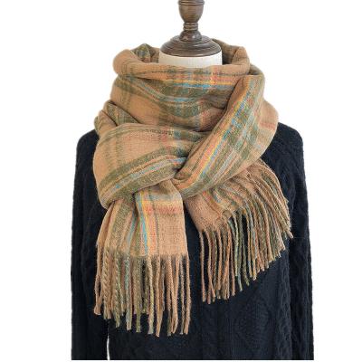 China Women Acrylic Winter Wrap Shawls Plaid Blanket Scarf for sale