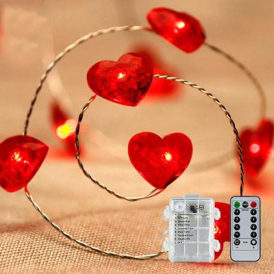 China Christamas Decoration Led Christmas Decoration Red Copper Wire Wedding Valentine's Day Heart Shape String Love Fairy Lights for sale